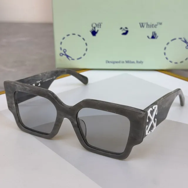 Off-White কোণাকার জ্যামিতিক কালো ফ্রেম হলুদ লেন্স সানগ্লাসেস 7