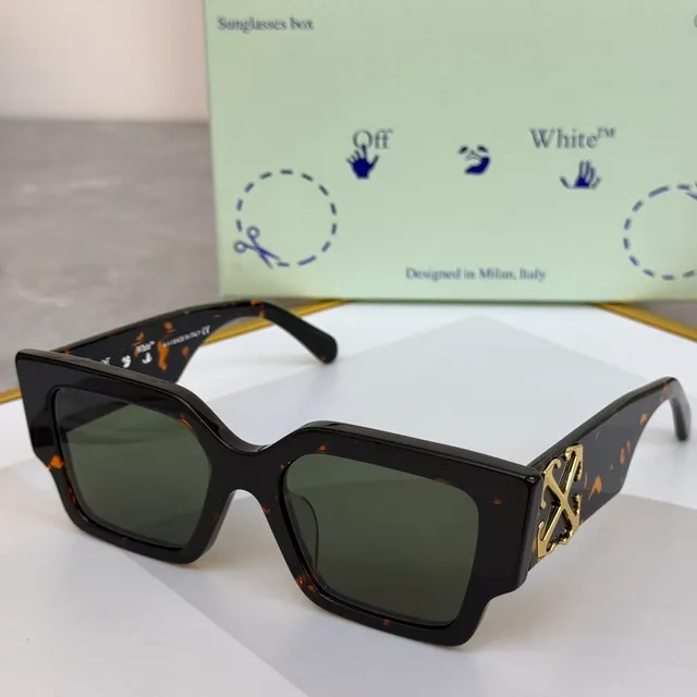Off-White কোণাকার জ্যামিতিক কালো ফ্রেম হলুদ লেন্স সানগ্লাসেস 8