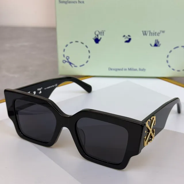 Off-White কোণাকার জ্যামিতিক কালো ফ্রেম হলুদ লেন্স সানগ্লাসেস 9