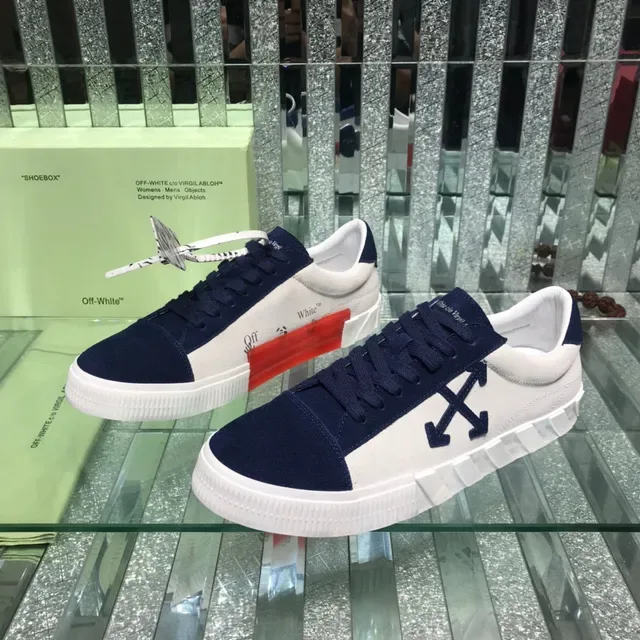 Off-White Arrow Navy Color-Blocked Suede And Leather Upper Lifestyle Sneakers 1
