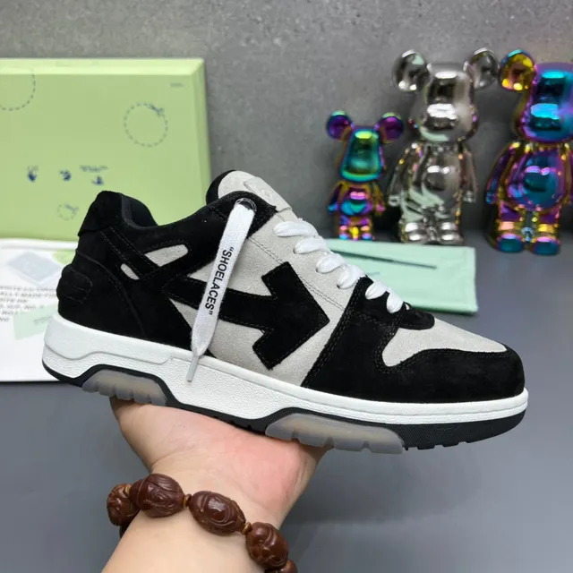 Off-White Tênis Chunky Preto Cinza Camada Superior Em Couro De Veludo Etiqueta De Cadarço Industrial 1