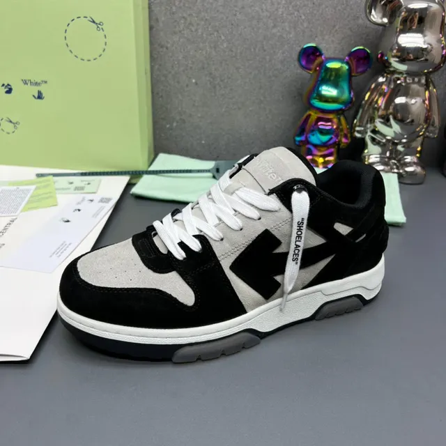 Off-White Tênis Chunky Preto Cinza Camada Superior Em Couro De Veludo Etiqueta De Cadarço Industrial 4