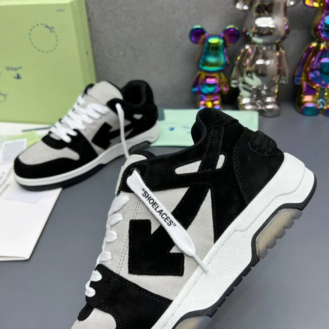 Off-White Tênis Chunky Preto Cinza Camada Superior Em Couro De Veludo Etiqueta De Cadarço Industrial 5