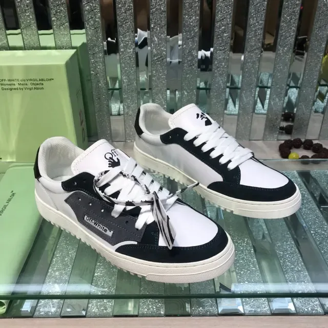 Off-White Black Low-Top Panelled Construction Lifestyle Sneakers 7