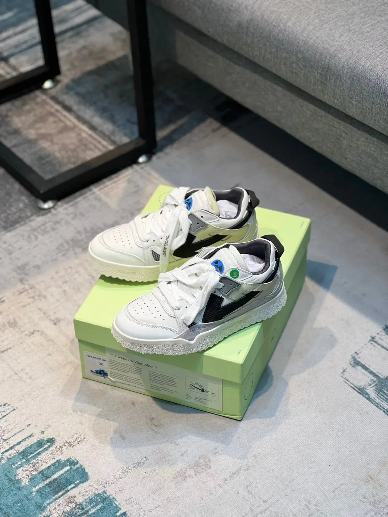 Off-White Preto tênis lifestyle low-top bico perfurado 7
