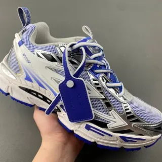 Off-White أحذية رياضية سميكة زرقاء صناعية مفككة شبكي اصطناعي هجين علوية