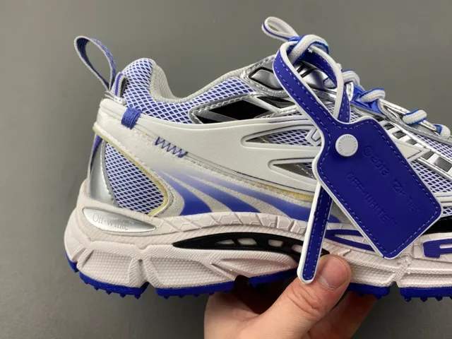 Off-White أحذية رياضية سميكة زرقاء صناعية مفككة شبكي اصطناعي هجين علوية 3