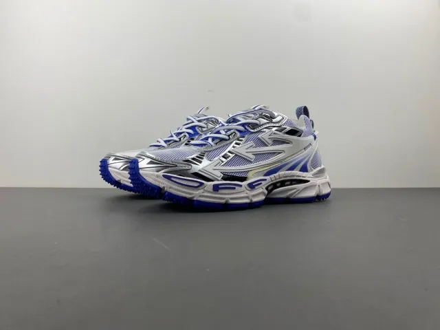 Off-White أحذية رياضية سميكة زرقاء صناعية مفككة شبكي اصطناعي هجين علوية 10