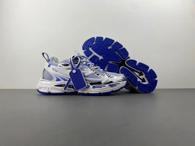 Off-White أحذية رياضية سميكة زرقاء صناعية مفككة شبكي اصطناعي هجين علوية 12