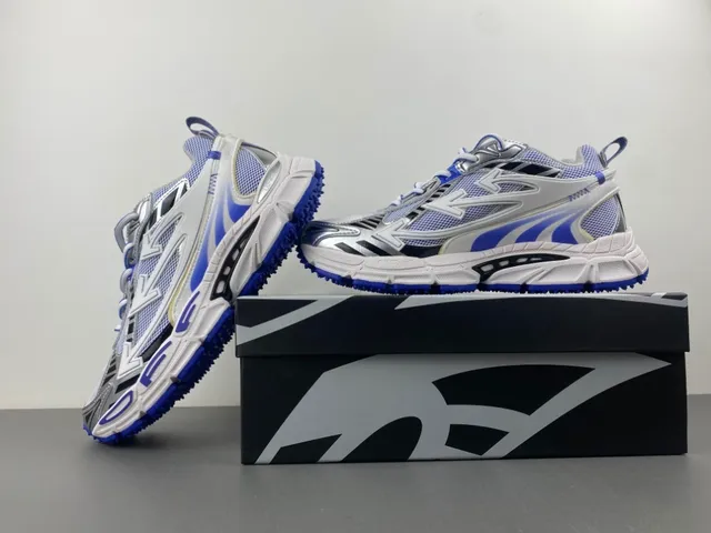 Off-White أحذية رياضية سميكة زرقاء صناعية مفككة شبكي اصطناعي هجين علوية 14