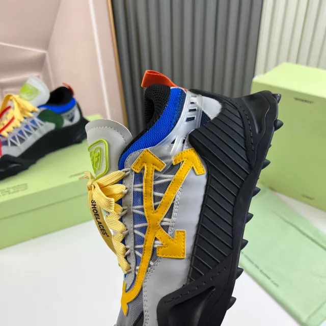 Off-White Baskets Chunky Gris Jaune Industrial-Chic Motif Flèche Superposition 3