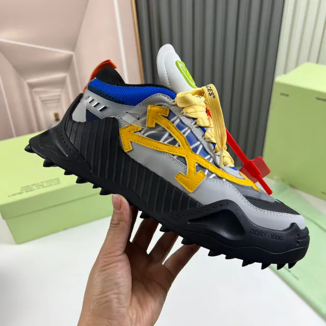 Off-White Baskets Chunky Gris Jaune Industrial-Chic Motif Flèche Superposition 4