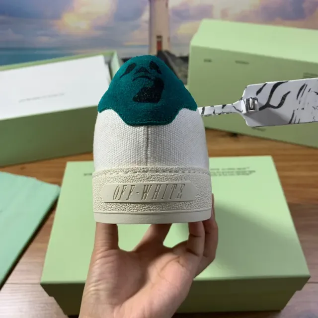 Off-White Vert Toile Tige Flèche Diagonale Logo Lifestyle Sneakers 6