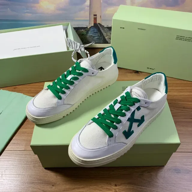 Off-White Vert Toile Tige Flèche Diagonale Logo Lifestyle Sneakers 7