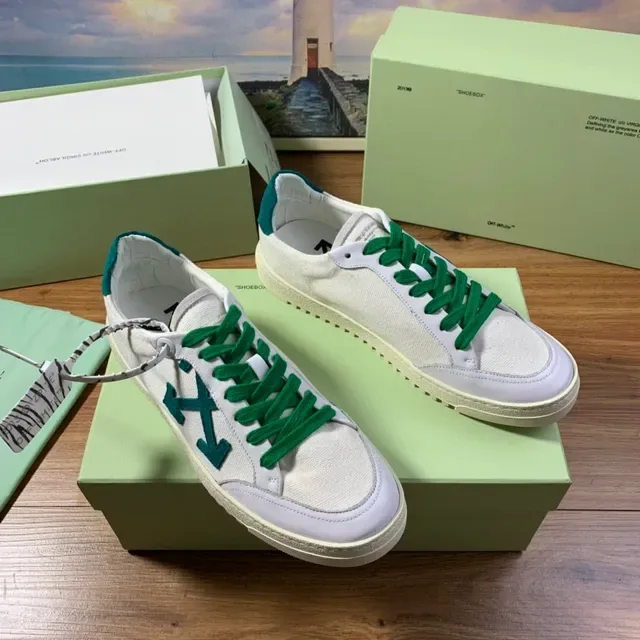 Off-White Vert Toile Tige Flèche Diagonale Logo Lifestyle Sneakers 8