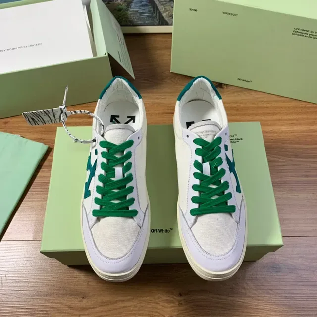 Off-White Vert Toile Tige Flèche Diagonale Logo Lifestyle Sneakers 9