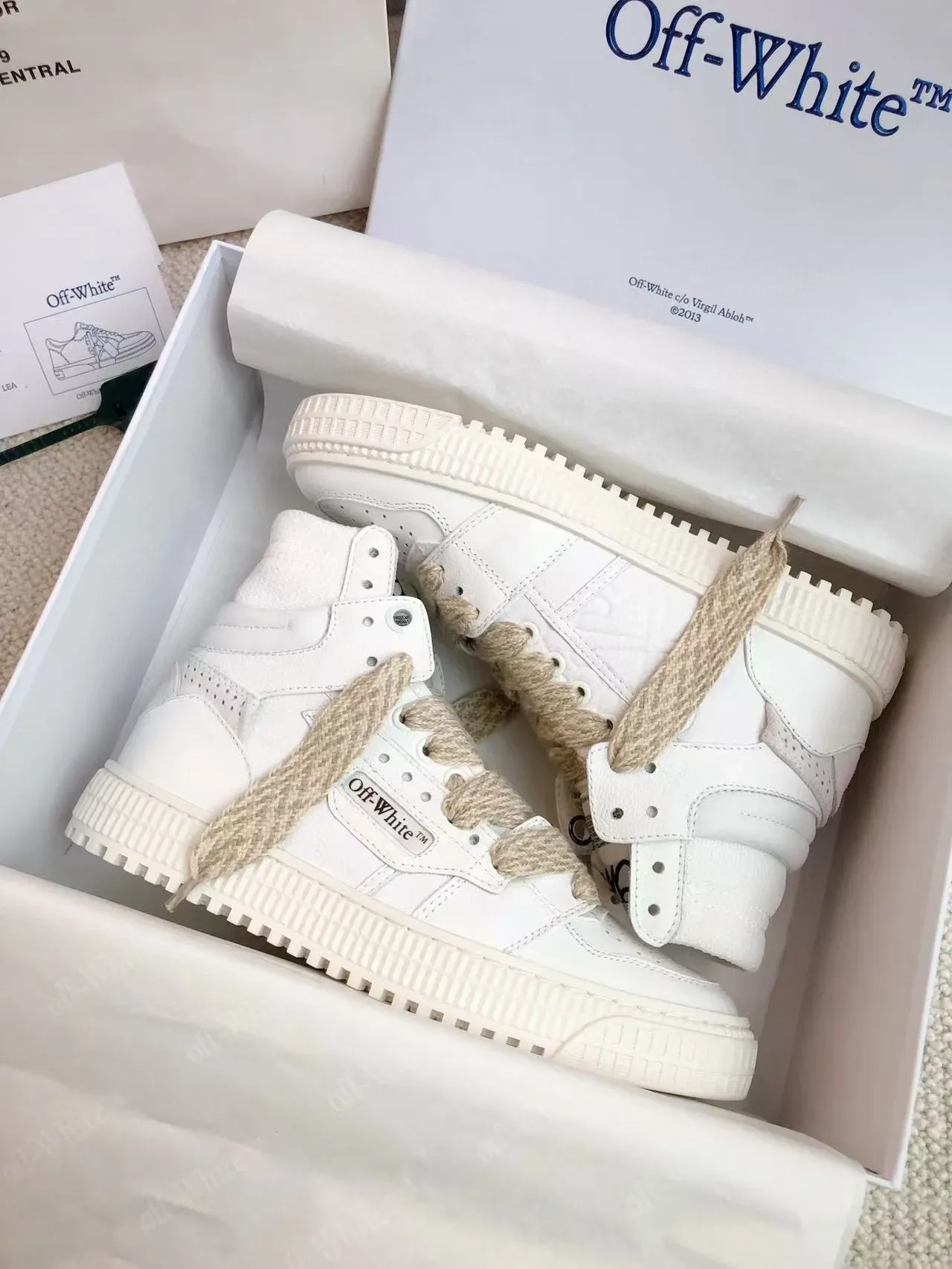 Off-White Basket Lifestyle Haut Beige Cuir Basket Lifestyle 2