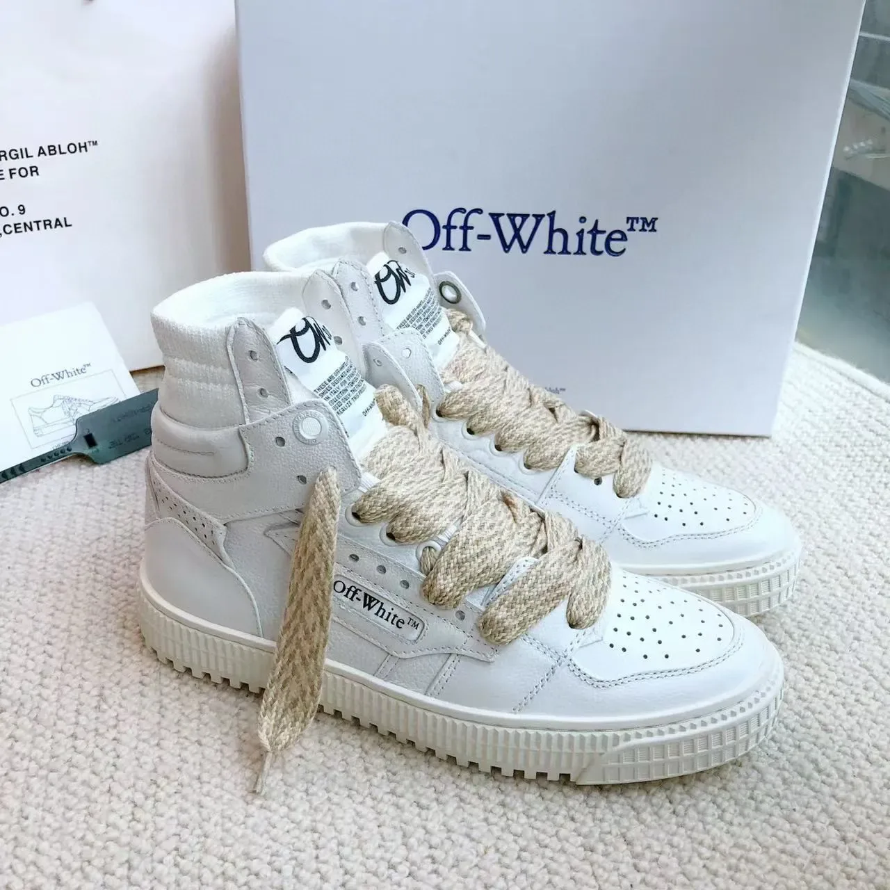 Off-White Basket Lifestyle Haut Beige Cuir Basket Lifestyle 4