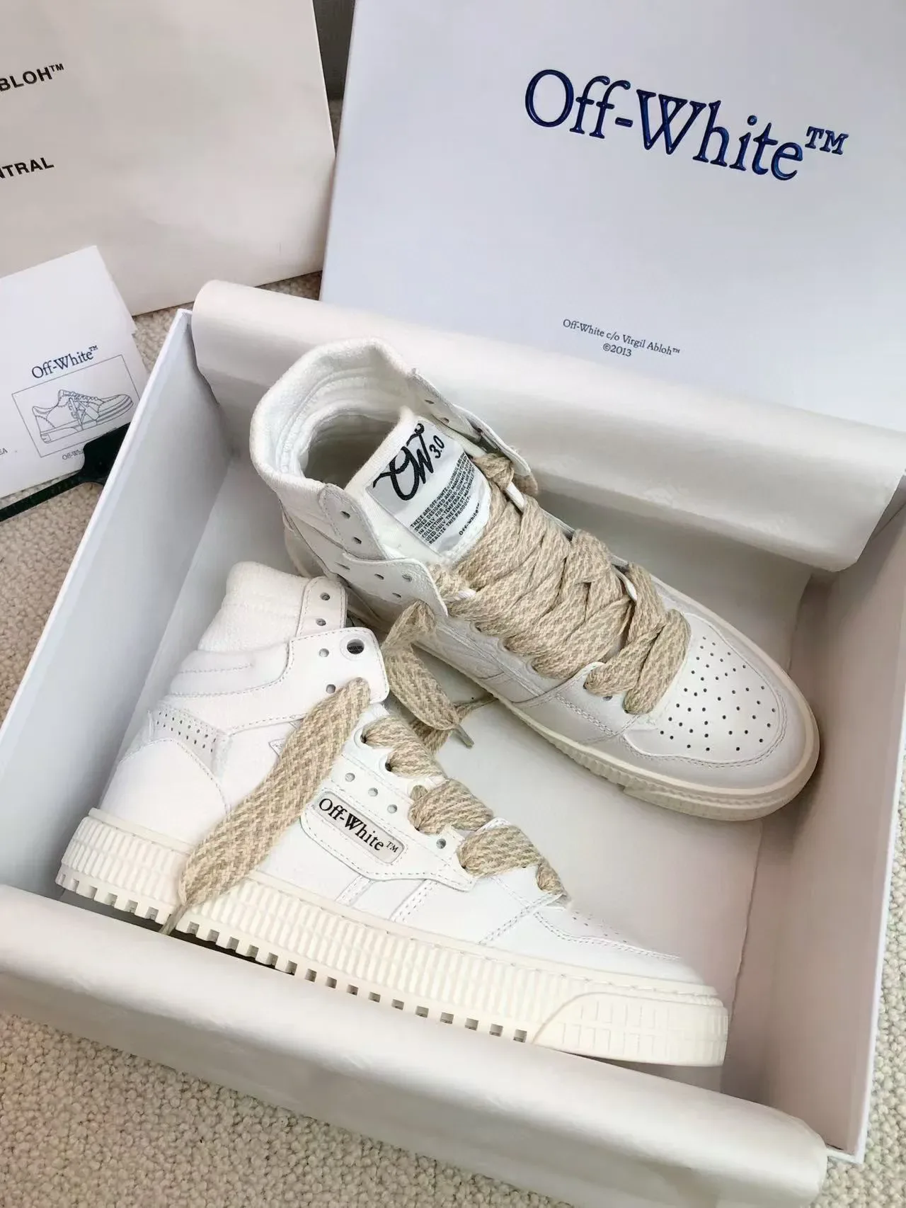 Off-White Basket Lifestyle Haut Beige Cuir Basket Lifestyle 7