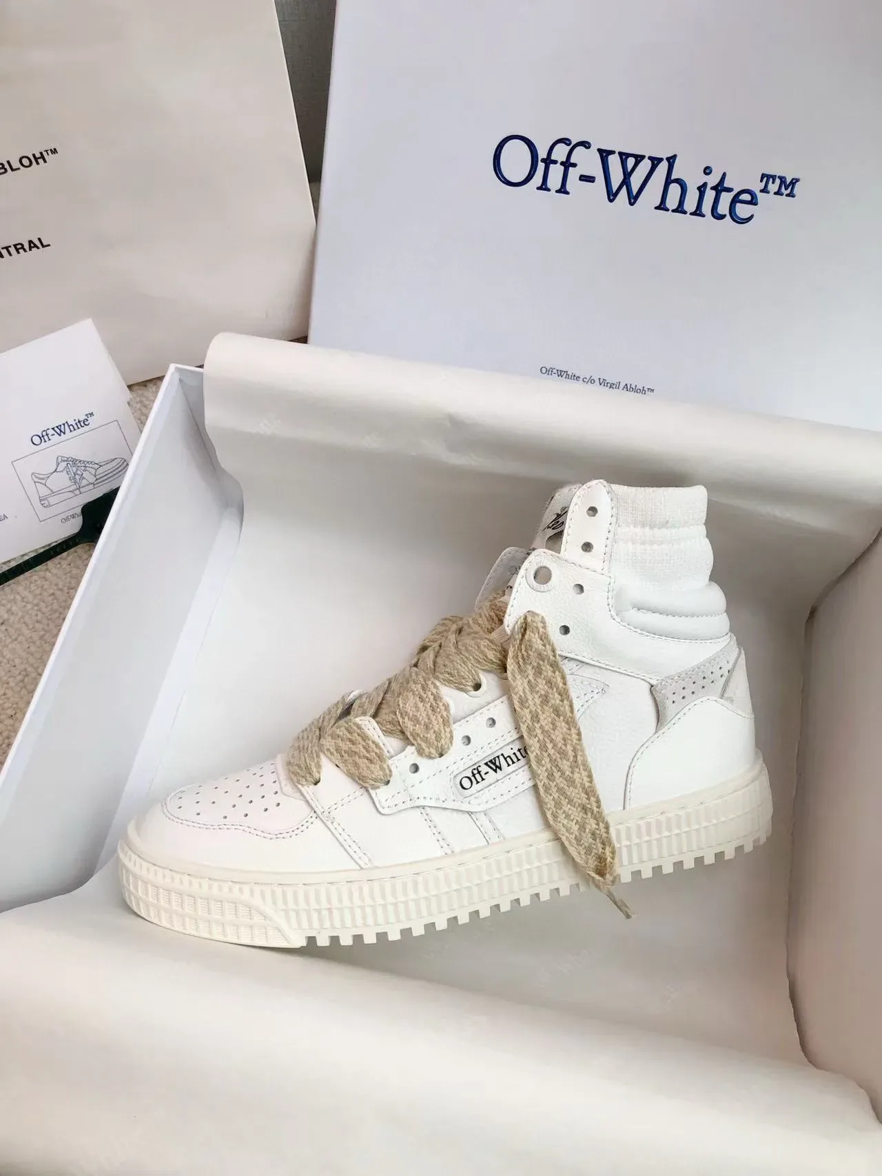 Off-White Basket Lifestyle Haut Beige Cuir Basket Lifestyle 8