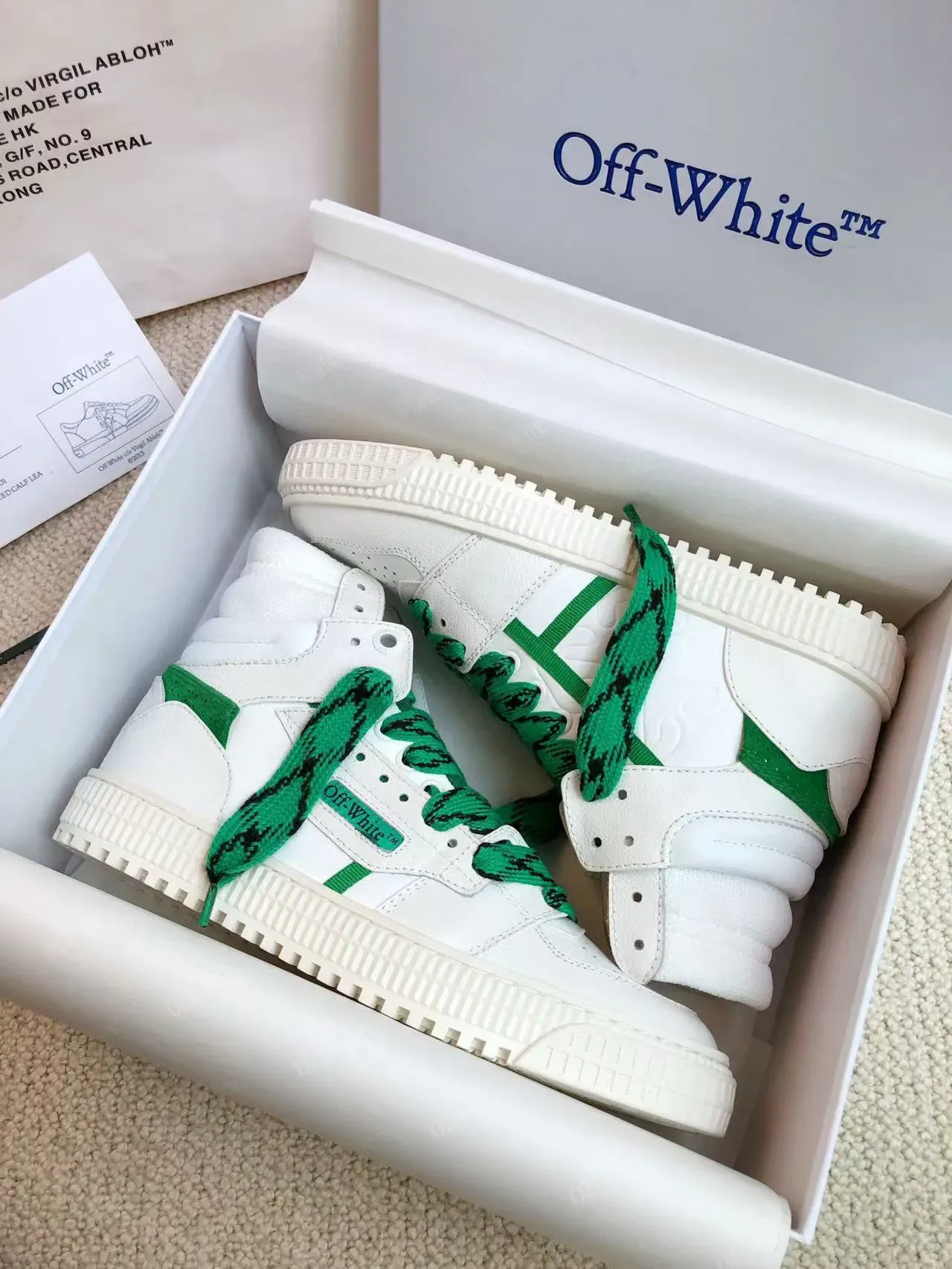 Off-White New Low Vulcanized White Green Lifestyle Sneakers 2