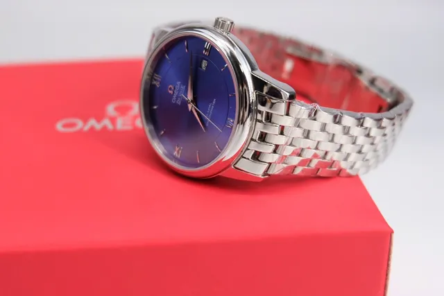 Omega De Ville Blue Sunburst Dial Mechanical Watch 5