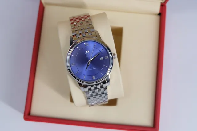 Omega De Ville Blue Sunburst Dial Mechanical Watch 7