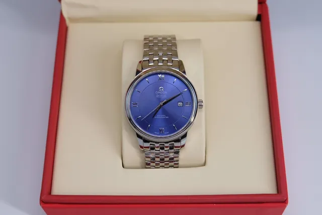 Omega De Ville Blue Sunburst Dial Mechanical Watch 8