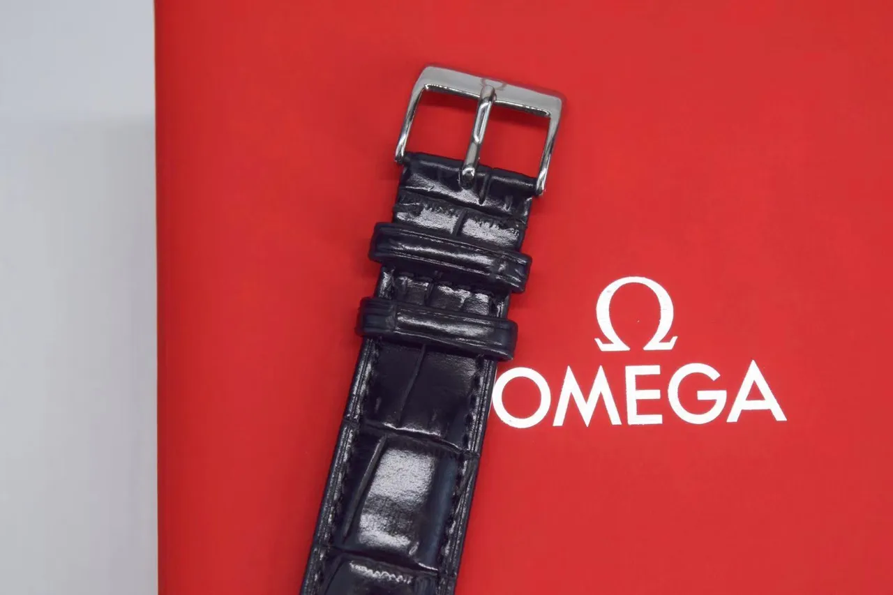 Omega De Ville Silver Dial Blue Hands Black Leather Mechanical Watch 8