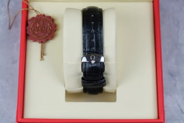 Omega De Ville Silver Dial Blue Hands Black Leather Strap Mechanical Watch 4