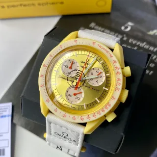 Omega Speedmaster Moonwatch Yellow Chronograph Mechanical Watch