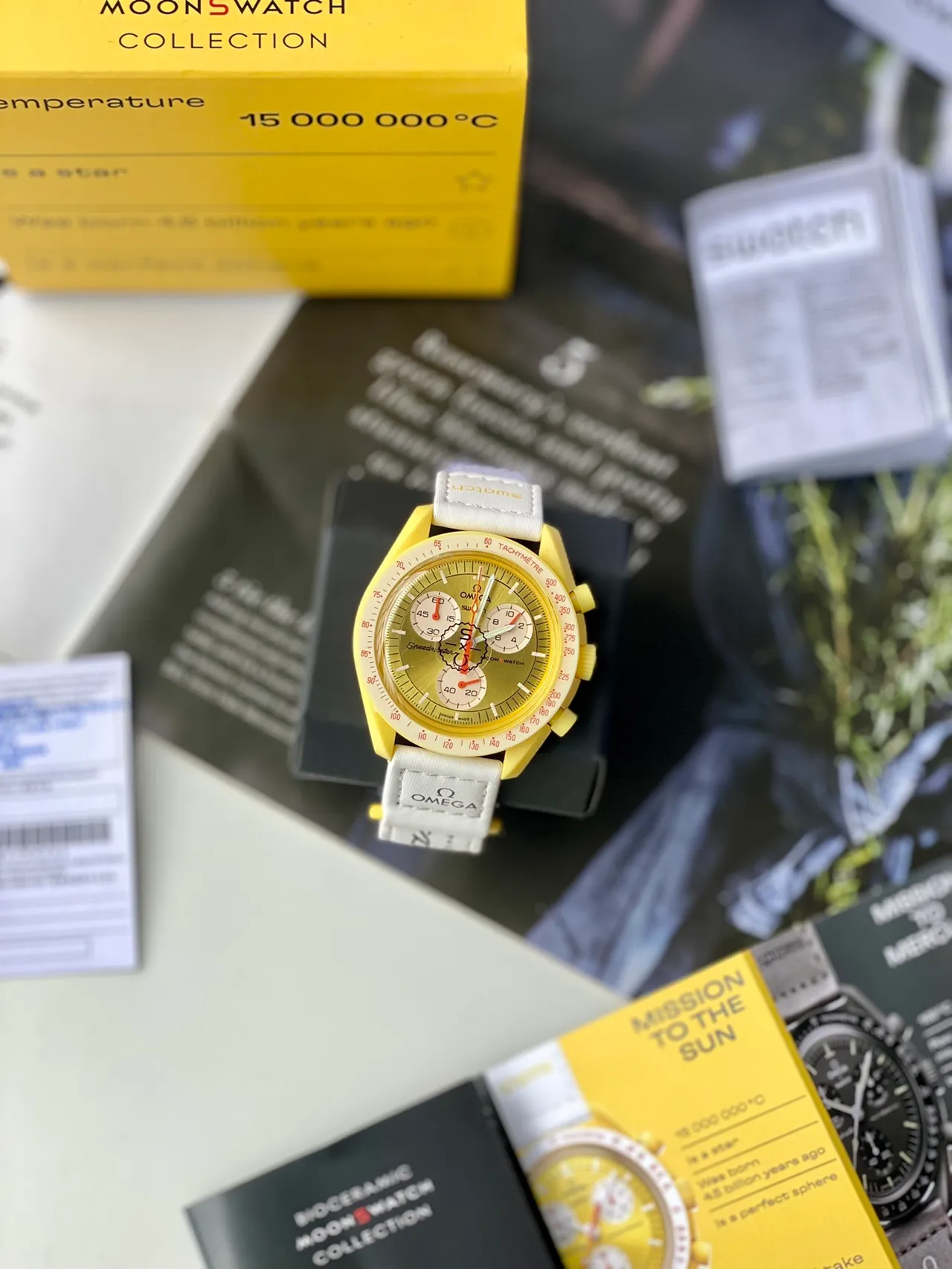 Omega Speedmaster Moonwatch Yellow Chronograph Mechanical Watch 7