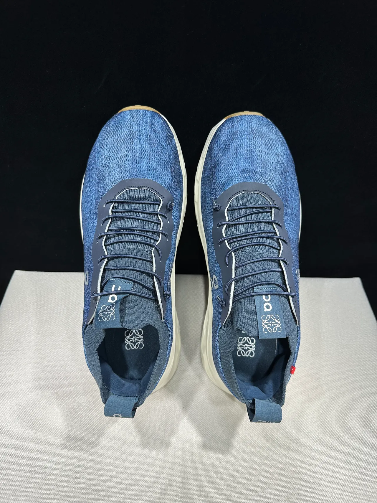 On Bleu Beige Tricoté Supérieur Sculpté Cavité Semelle intermédiaire Chaussures Lifestyle 6