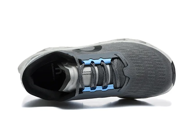 On Cloudmonster Gray Blue Running Shoes 3