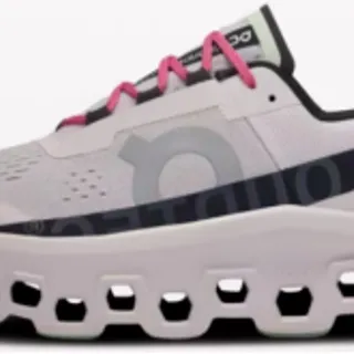 On Cloudmonster Gris Claro Negro Rosa Zapatos para correr