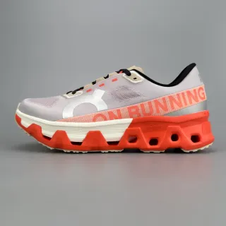 On Cloudmonster Naranja Gris Parte superior de malla ingenieril Media suela CloudTec de celda abierta Zapatillas