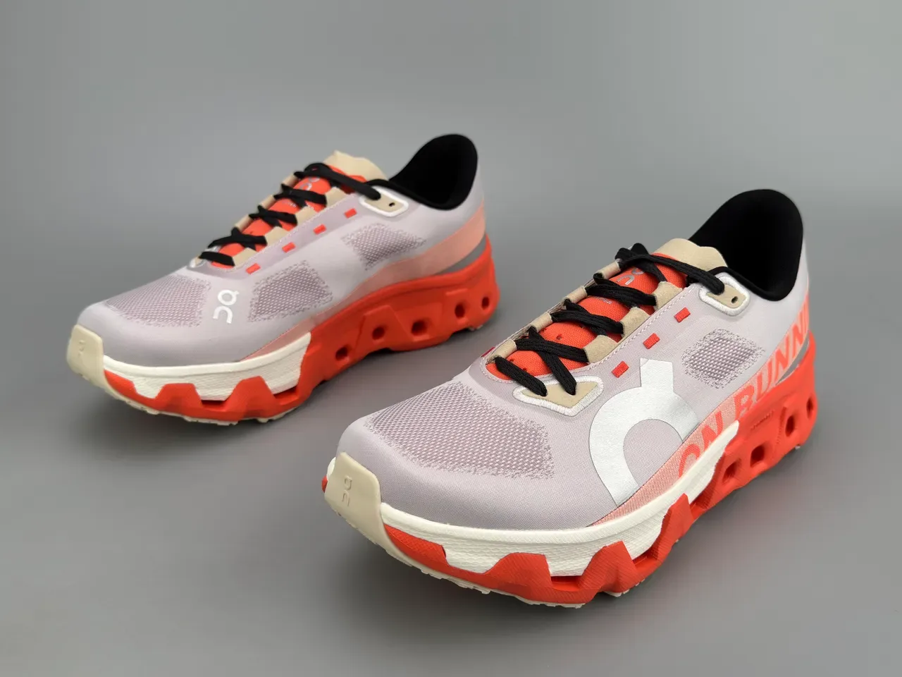 On Cloudmonster Orange Gray Engineered Mesh Upper Open-Cell CloudTec Midsole Sneakers 5