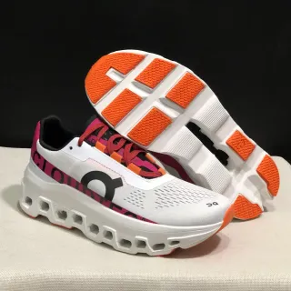 On Cloudmonster White Pink Orange Running Shoes