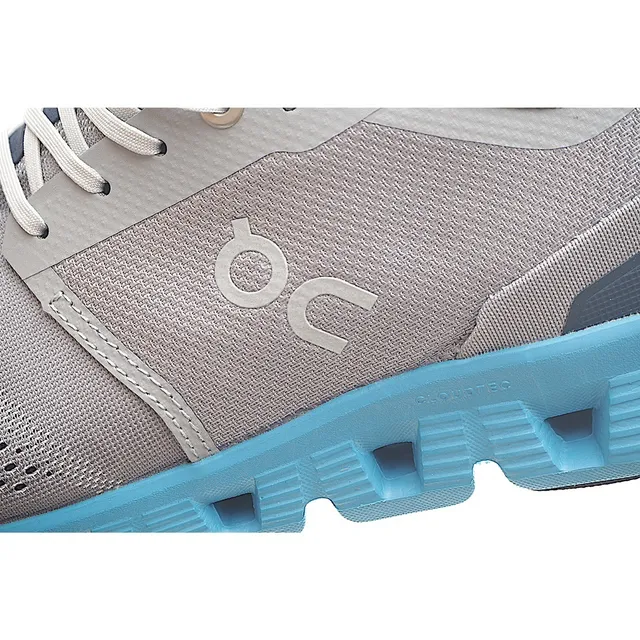 On Gray Blue Engineered Mesh Upper Segmented CloudTec Midsole Running Shoes 3