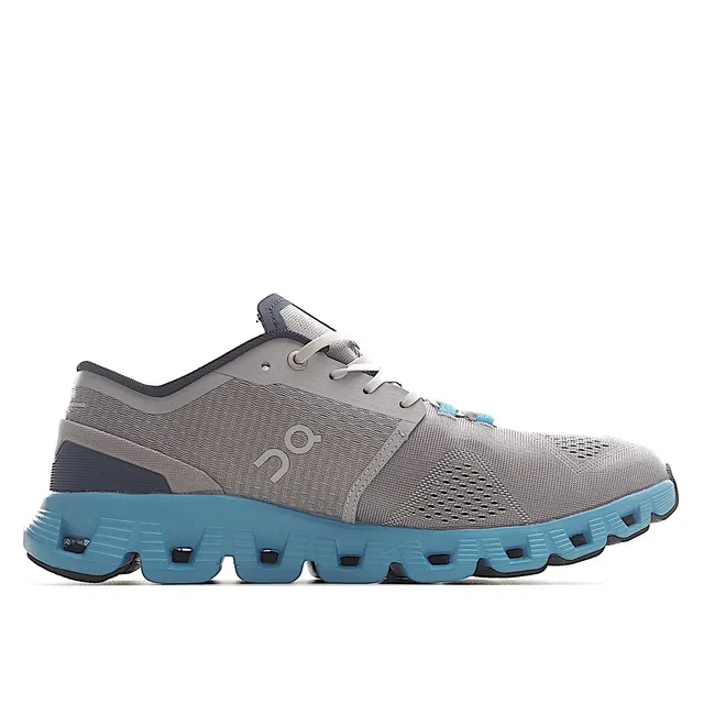 On Gray Blue Engineered Mesh Upper Segmented CloudTec Midsole Running Shoes 9
