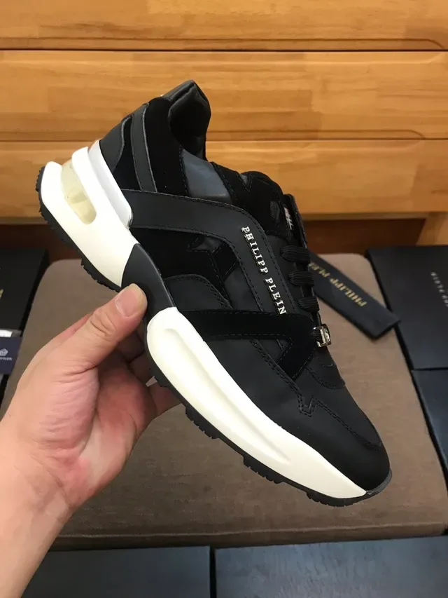 Philipp Plein Active Preto Branco Couro/sintético Superior Solado Grosso Estilo de Vida Sneakers 3