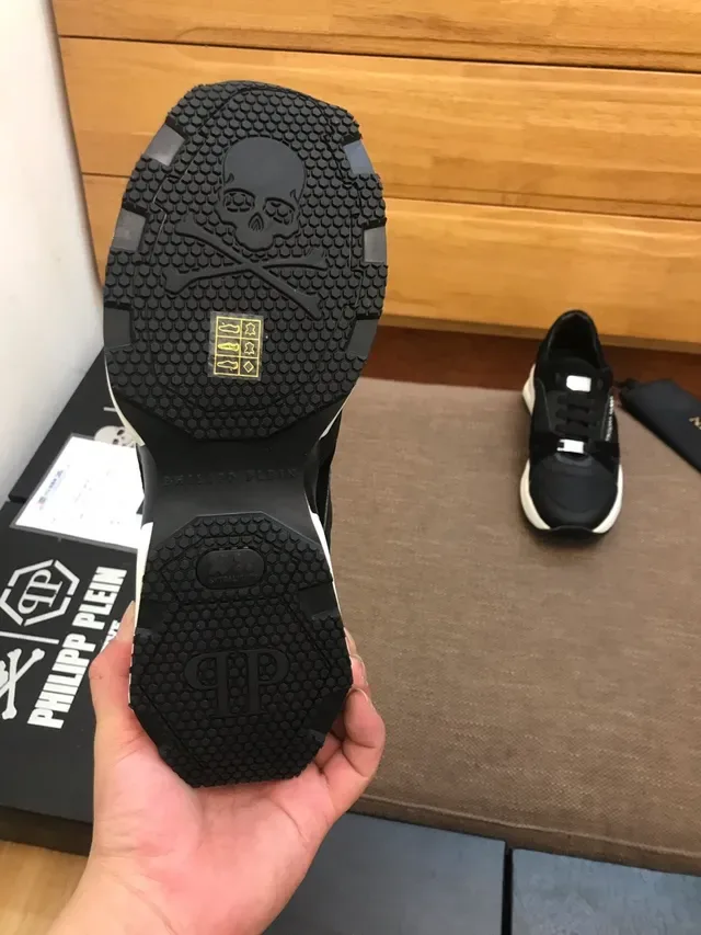 Philipp Plein Active Preto Branco Couro/sintético Superior Solado Grosso Estilo de Vida Sneakers 4