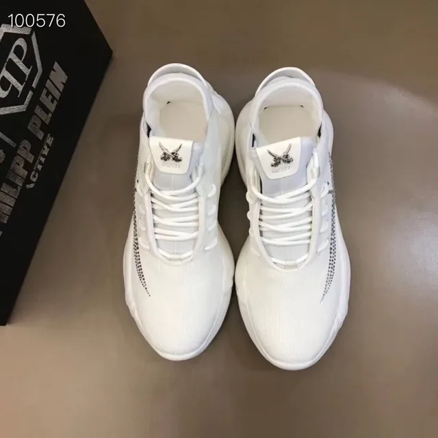 Philipp Plein Active Chaussures Chunky à semelle sculptée blanche argentée avec cristals sur le logo 2