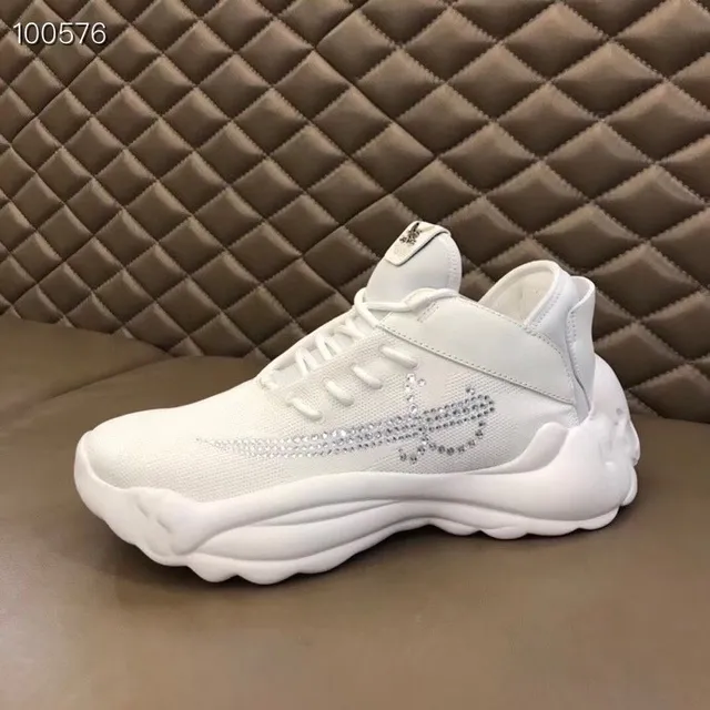 Philipp Plein Active Chaussures Chunky à semelle sculptée blanche argentée avec cristals sur le logo 4