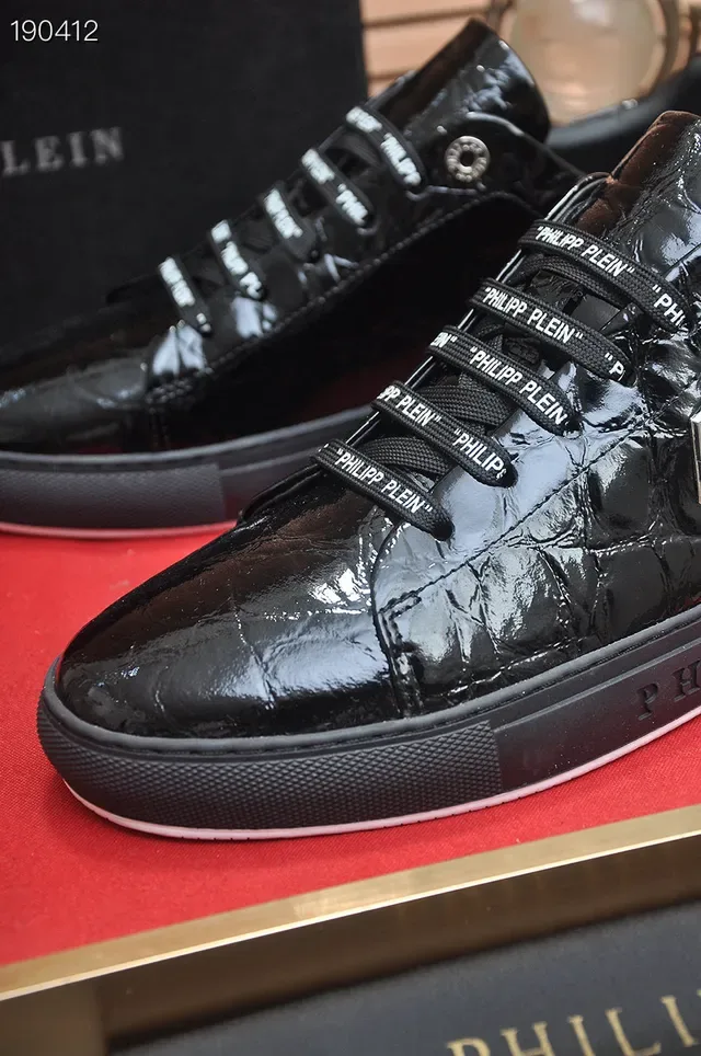 Philipp Plein Tênis Lifestyle Preto com Placa de Logo Croc-Embossed 3