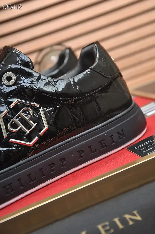 Philipp Plein Tênis Lifestyle Preto com Placa de Logo Croc-Embossed 4