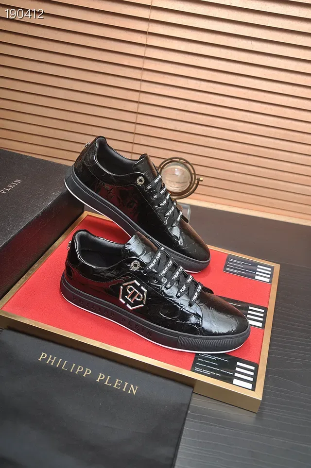 Philipp Plein Tênis Lifestyle Preto com Placa de Logo Croc-Embossed 6