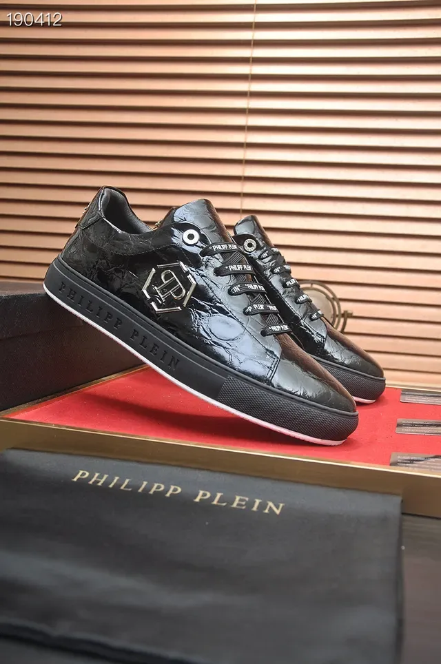 Philipp Plein Tênis Lifestyle Preto com Placa de Logo Croc-Embossed 8