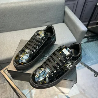 Philipp Plein Black Gold Glossy Patent Upper Starburst Print Lifestyle Sneakers