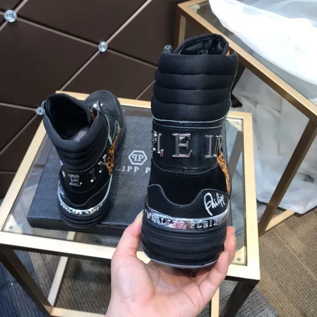 Philipp Plein Chaussures Lifestyle Noires Multicolores Hautes à Imprimé Léopard Accent 6